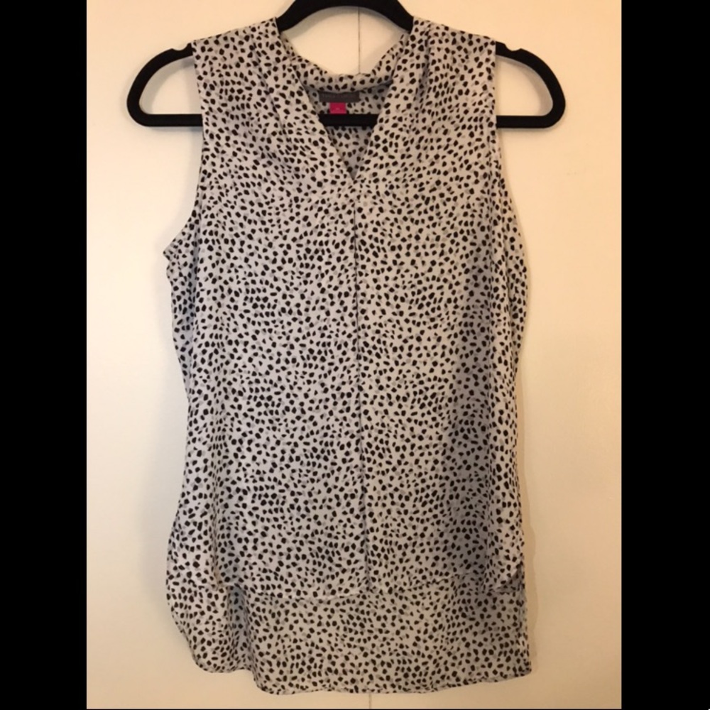 White, Black, Grey Sleeveless V-Neck Top